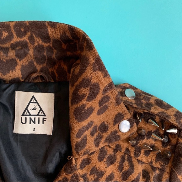 UNIF Studded Leopard Moto Jacket - Picture 3 of 6